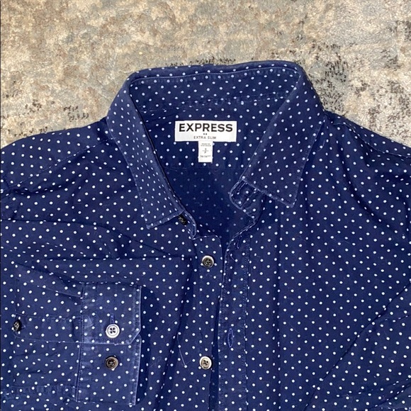 Blue Grey Polka Dots - Express Button Down - Picture 2 of 3